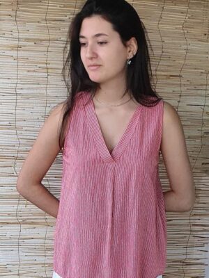 BLUSA MUJER SIN MANGAS RAYAS