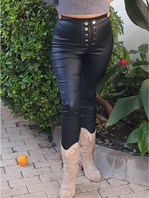Pantalón corsario mujer símil piel