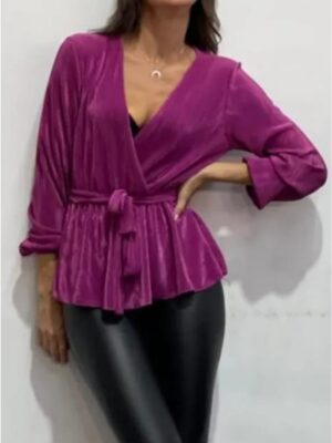 Blusa plisada mujer cruzada