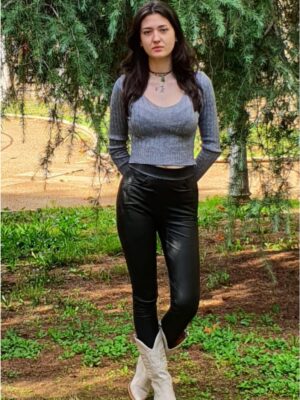 Pantalones mujer símil piel elásticos