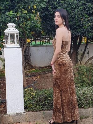 Vestido mujer terciopelo palabra de honor