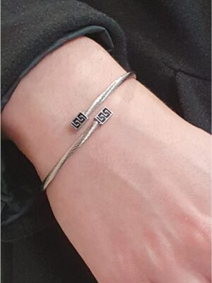 Conjunto acero pulsera y anillo ajustable